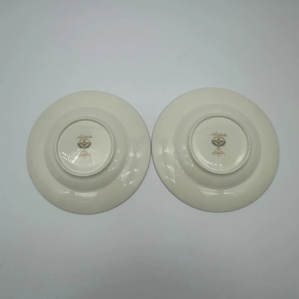Noritake Lylewood Fine China Tea Cup and Saucer Set of 2 Floral Gold Trim 9760